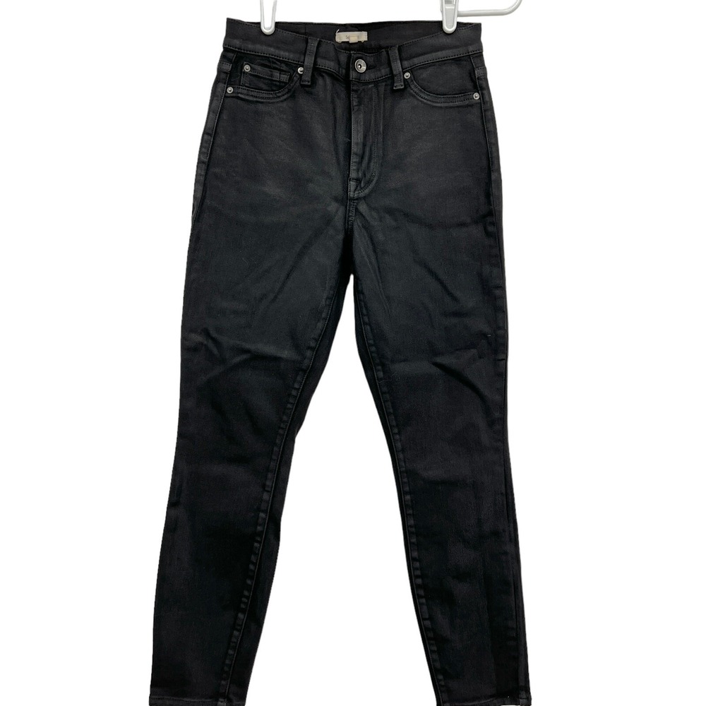 Splendid Women's Black Coated Ankle Jeans Size 27 Mid Rise Stretch Skinny